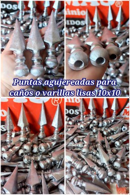Puntas de lanzas agujereadas para meter, masillar o siliconar en caños o varillas lisas 10x10